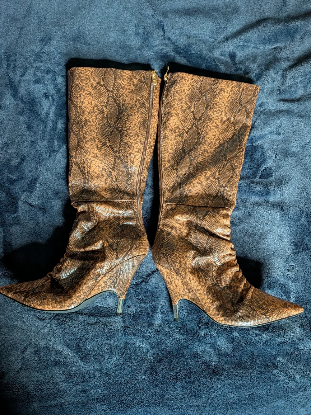 Fashion Nova Nadia Knee High Boots Zip Pointed Toe 6.5